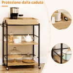 HOMCOM-Carrello-da-Cucina-a-3-Ripiani-con-Vassoio-Rimovibile-e-Ruote-Girevoli-72x40x94cm-Legno-e-Nero