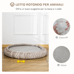 PawHut-Cuccia-per-Cani-e-Gatti-Rotonda-Rialzata-e-Lavabile-in-Cotone-PP-Cuscino-Imbottito-Φ93x15cm-Grigia