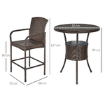 Outsunny-Set-5-Pezzi-Tavolino-e-4-Sedie-Alte-in-Rattan-Sintetico-e-Acciaio