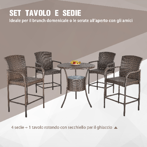 Outsunny-Set-5-Pezzi-Tavolino-e-4-Sedie-Alte-in-Rattan-Sintetico-e-Acciaio