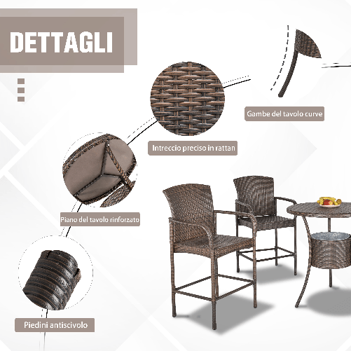 Outsunny-Set-5-Pezzi-Tavolino-e-4-Sedie-Alte-in-Rattan-Sintetico-e-Acciaio