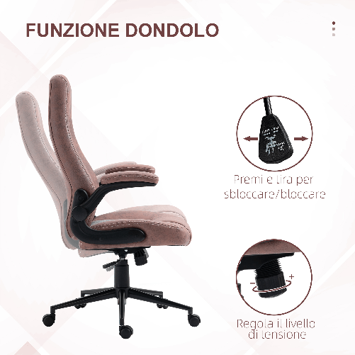 Vinsetto-Sedia-da-Ufficio-Ergonomica-con-Altezza-Regolabile-Braccioli-Ribaltabili-e-5-Ruote-67x70x114-124-cm