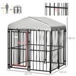 PawHut-Kennel-Recinto-per-Cani-di-Taglia-Piccola-e-Media-Galline-e-Anatre-con-Tettuccio-122x122x13-cm