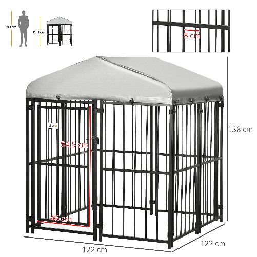 PawHut-Kennel-Recinto-per-Cani-di-Taglia-Piccola-e-Media-Galline-e-Anatre-con-Tettuccio-122x122x13-cm