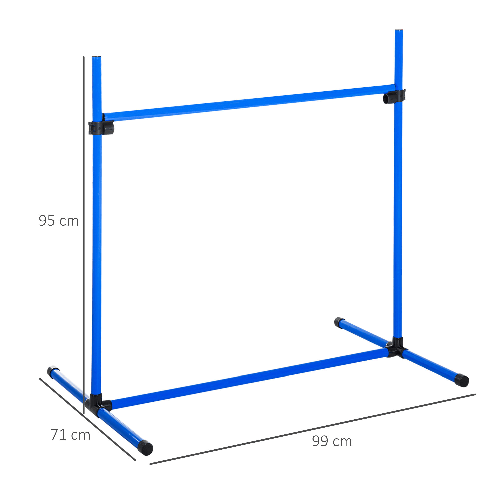 PawHut-Set-di-4-Ostacoli-Agility-Dog-per-Addestramento-Cani-ad-Altezza-Regolabile-con-Borsa-da-Trasporto-Inclusa-99x65x94cm-Blu