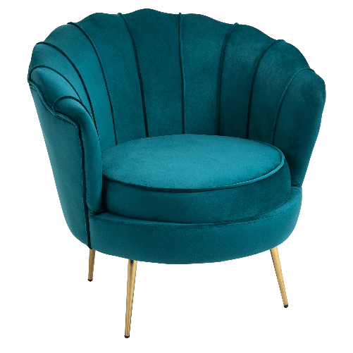 HOMCOM-Poltrona-di-Design-Stile-Vintage-Imbottita-in-Velluto-79x77x77cm-Verde-Petrolio