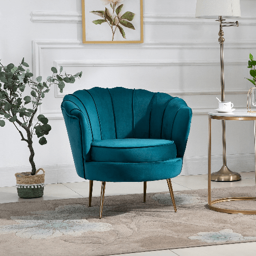 HOMCOM-Poltrona-di-Design-Stile-Vintage-Imbottita-in-Velluto-79x77x77cm-Verde-Petrolio