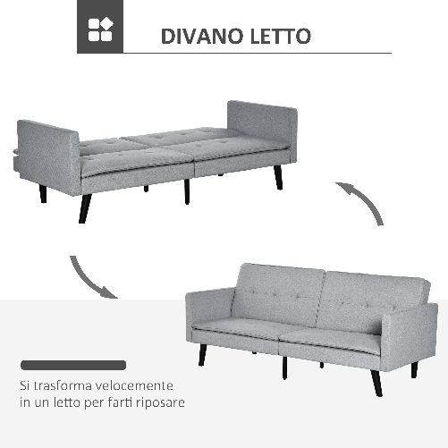 HOMCOM-Divano-Letto-a-1-Piazza-in-Tessuto-e-Seduta-a-3-Posti-Schienale-a-3-Reclinazioni-198x81x81cm---Grigio