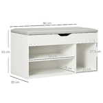 HOMCOM-Mobile-Scarpiera-Salvaspazio-con-Panca-Contenitore-Imbottita-e-Vani-Aperti-80x30x43cm-Bianco