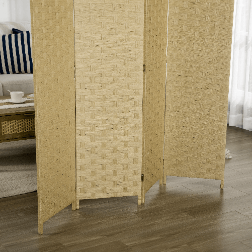 HOMCOM-Paravento-Separe-da-Interno-a-4-Ante-in-Legno-Pieghevole-e-Salvaspazio-Altezza-170cm-Marrone