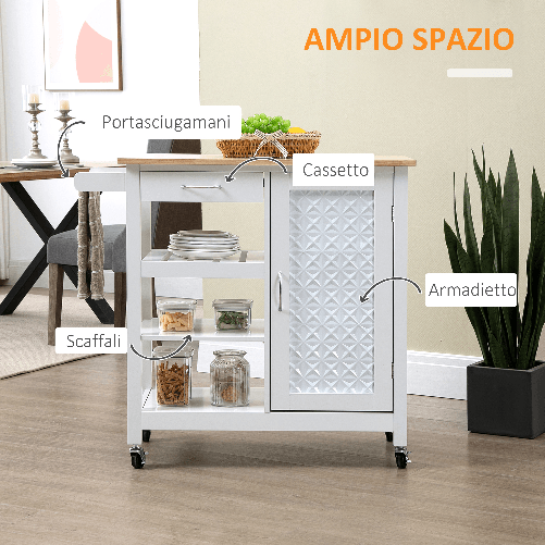 HOMCOM-Carrello-da-Cucina-con-1-Cassetto-1-Armadietto-e-1-Ripiano-a-3-Livelli-92x40x84cm-Bianco