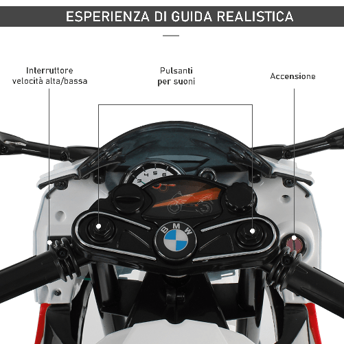 HOMCOM-Moto-Elettrica-per-Bambini-3-8-Anni-con-Licenza-BMW-Batteria-12V-Rotelle-e-Luci-110x47x69-cm