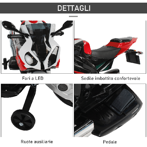 HOMCOM-Moto-Elettrica-per-Bambini-3-8-Anni-con-Licenza-BMW-Batteria-12V-Rotelle-e-Luci-110x47x69-cm