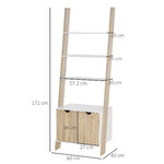 HOMCOM-Mobile-Libreria-a-Scala-con-3-Mensole-e-Armadietto-Scaffale-Moderno-Stile-Nordico-in-Legno-60x40x171cm-Rovere-e-Bianco