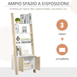 HOMCOM-Mobile-Libreria-a-Scala-con-3-Mensole-e-Armadietto-Scaffale-Moderno-Stile-Nordico-in-Legno-60x40x171cm-Rovere-e-Bianco