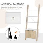 HOMCOM-Mobile-Libreria-a-Scala-con-3-Mensole-e-Armadietto-Scaffale-Moderno-Stile-Nordico-in-Legno-60x40x171cm-Rovere-e-Bianco