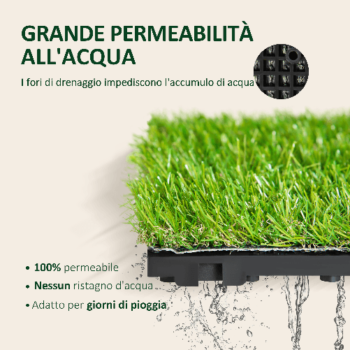 Outsunny-Prato-Sintetico-per-Giardino-Set-di-10pz-30x30cm-Verde-Scuro