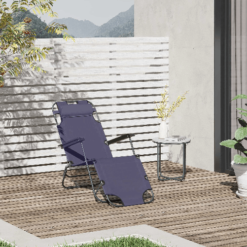 Outsunny-Lettino-Sdraio-Pieghevole-da-Giardino-Piscina-con-Braccioli-Grigio