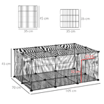 Pawhut-Gabbia-per-Conigli-e-Piccoli-Animali-22-Pannelli-Modulabili-in-Metallo-con-Porta-Nero-105-x-70-x-45cm