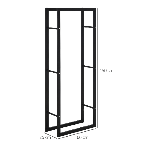 HOMCOM-Scaffale-Porta-Legna-Legnaia-Verticale-Supporto-per-Legna-Portata-100kg-Metallo-60-×-25-×-150cm