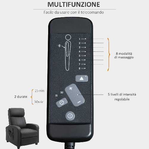 HOMCOM-Poltrona-Relax-Massaggiante-con-Telecomando-e-8-Programmi-Reclinazione-e-Poggiapiedi-68x88x98cm-Grigio