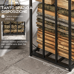 Outsunny-Legnaia-da-Esterno-in-Metallo-con-Tetto-in-Policarbonato-Capacita-2100kg-185x67x185-Nero