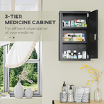 kleankin-Armadietto-Medicinali-con-3-Mensole-e-Blocco-con-Chiavi-in-Acciaio-30x14x46cm-Nero