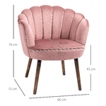 HOMCOM-Poltrona-Imbottita-con-Schienale-a-Conchiglia-e-Gambe-in-Legno-Poltrona-in-Velluto-per-Salotto-e-Camera-66x72x79cm-Rosa