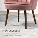 HOMCOM-Poltrona-Imbottita-con-Schienale-a-Conchiglia-e-Gambe-in-Legno-Poltrona-in-Velluto-per-Salotto-e-Camera-66x72x79cm-Rosa