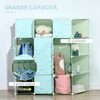 HOMCOM-Mobile-Scarpiera-Modulare-Salvaspazio-a-Fungo-16-Cubi-in-Acciaio-e-PP-145x47x145-cm-Verde-e-Blu