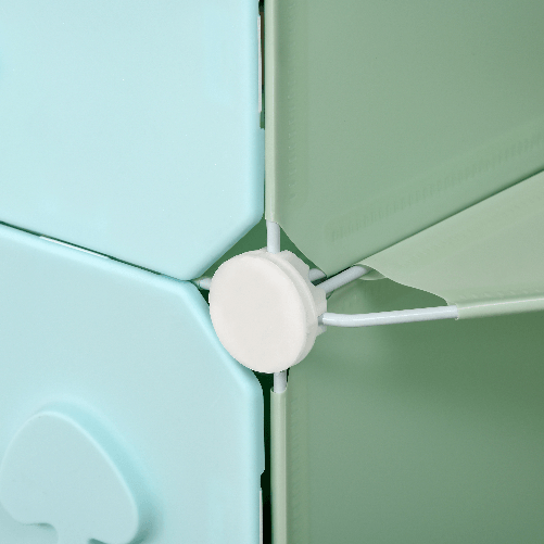 HOMCOM-Mobile-Scarpiera-Modulare-Salvaspazio-a-Fungo-16-Cubi-in-Acciaio-e-PP-145x47x145-cm-Verde-e-Blu