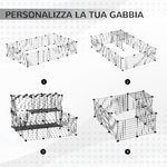 PawHut-Recinto-per-Conigli-Modulabile-con-Accessori-Montaggio-in-Acciaio-105x105x70cm---Nero