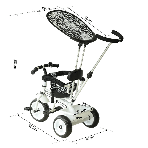 HOMCOM-Triciclo-Deluxe-con-Maniglione-Parasole-Barra-di-Protezione-in-Metallo-103-x-47-x-101cm