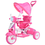 HOMCOM-Triciclo-per-Bambini-da-18-72-Mesi-con-Suoni-e-Luci-Triciclo-con-Maniglione-e-Tettuccio-Rimovibile-a-Forma-di-Moto-Rosa