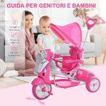 HOMCOM-Triciclo-per-Bambini-da-18-72-Mesi-con-Suoni-e-Luci-Triciclo-con-Maniglione-e-Tettuccio-Rimovibile-a-Forma-di-Moto-Rosa