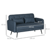 HOMCOM-Divano-2-Posti-con-Rivestimento-in-Tessuto-e-2-Cuscini-135x74x82cm-Blu-Scuro