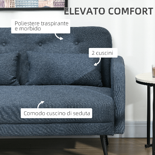 HOMCOM-Divano-2-Posti-con-Rivestimento-in-Tessuto-e-2-Cuscini-135x74x82cm-Blu-Scuro