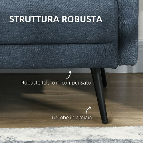 HOMCOM-Divano-2-Posti-con-Rivestimento-in-Tessuto-e-2-Cuscini-135x74x82cm-Blu-Scuro