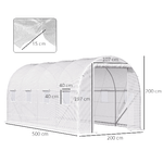 Outsunny-Serra-da-Giardino-a-Tunnel-5x2x2m-con-Struttura-in-Acciaio-e-Telo-in-Polietilene-Bianco