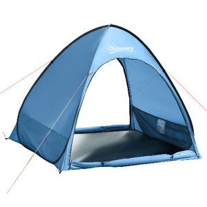 Outsunny Tenda da Spiaggia per 2-3 Persone in Poliestere, PE e Acciaio con Tasche Portaoggetti, 150x115x110 cm