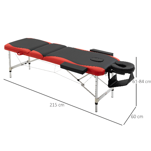 HOMCOM-Lettino-Massaggi-Portatile-Pieghevole-e-Professionale-in-Alluminio-per-Estetista-Terapista-SPA-Rosso-e-Nero-215x60x61-84cm