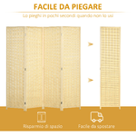 HOMCOM-Paravento-da-Interno-a-4-Ante-Pieghevole-Altezza-180cm-Legno-e-Bambu-Stile-Boho-Colore-Naturale