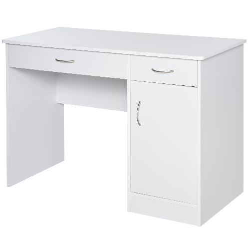 HOMCOM-Scrivania-Moderna-per-PC-e-Computer-con-2-Cassetti-e-1-Armadietto-Scrivania-con-Libreria-Salvaspazio-per-Ufficio-o-Camera-in-Legno-Bianco