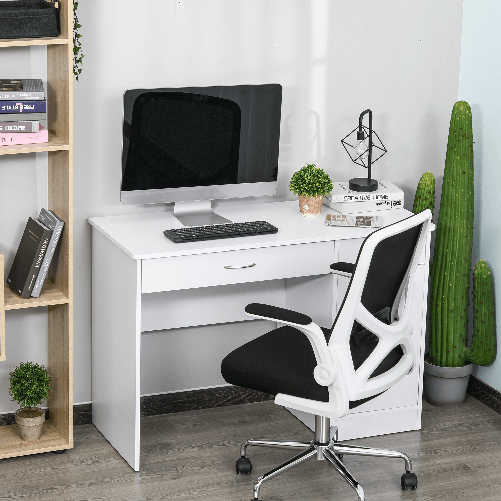 HOMCOM-Scrivania-Moderna-per-PC-e-Computer-con-2-Cassetti-e-1-Armadietto-Scrivania-con-Libreria-Salvaspazio-per-Ufficio-o-Camera-in-Legno-Bianco