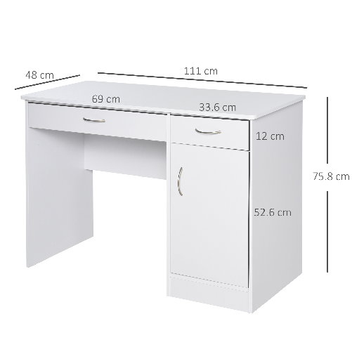 HOMCOM-Scrivania-Moderna-per-PC-e-Computer-con-2-Cassetti-e-1-Armadietto-Scrivania-con-Libreria-Salvaspazio-per-Ufficio-o-Camera-in-Legno-Bianco