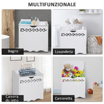 HOMCOM-Mobiletto-in-Legno-Portabiancheria-Bianco-con-Decoro-Intagliato-55-x-34-x-58-cm