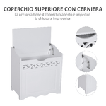 HOMCOM-Mobiletto-in-Legno-Portabiancheria-Bianco-con-Decoro-Intagliato-55-x-34-x-58-cm