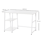 HOMCOM-Scrivania-con-2-Ripiani-Laterali-in-Legno-e-Acciaio-Bianco