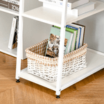 HOMCOM-Scrivania-con-2-Ripiani-Laterali-in-Legno-e-Acciaio-Bianco