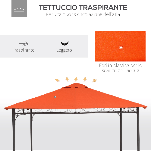 Outsunny-Tetto-di-Ricambio-per-Gazebo-3x3m-in-Poliestere-Impermeabile-Anti-UV-Arancione